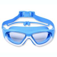 儿童泳镜男女童高清防水防雾大框游泳镜游泳眼镜泳帽潜水镜套装备 单个泳镜(送泳镜盒) 泳镜蓝色