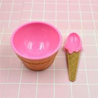 冰淇淋碗史莱姆搅拌碗杯耐摔可爱雪糕碗塑料碗烫手DIY制作勺子 冰激凌碗-玫红