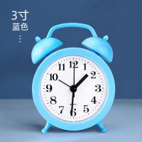 闹钟静音床头简约创意学生卡通闹铃时钟多功能金属儿童夜光小闹表 小号[儿童卡通塑料闹钟]蓝色+电池