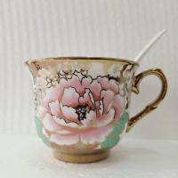 欧式陶瓷咖啡杯套装创意镀金边家用高档茶具客厅水杯个性马克杯 蝴蝶单杯送勺
