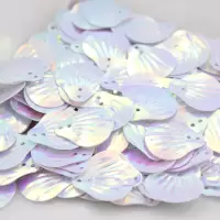 (500个)12mm贝壳亮片DIY幼儿手工装饰亮片鱼鳞片塑料亮片 白色500片
