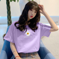 2021年新款夏装短袖t恤女韩版宽松学生元气少女装ins潮上衣服 小雏菊紫色-常规版型 S