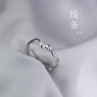 925纯银简约线条女戒指小众设计几何指环冷淡风时尚个性 925银简约线条戒指