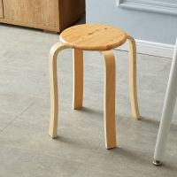 实木凳子软面时尚创意客厅小椅子家用高圆凳简约餐桌餐椅成人饭凳 实木硬面(木纹)