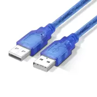 双头USB公对公连接线电脑散热器机顶盒写字板摄像头两头usb数据线 蓝色双USB数据线0.3米[无磁环