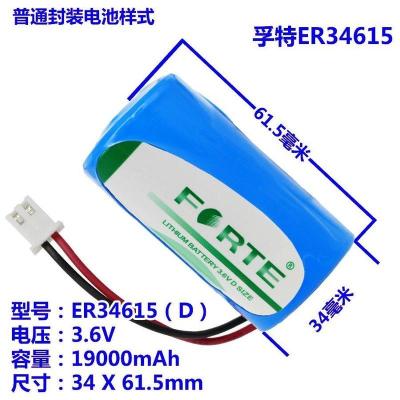孚特ER34615锂亚电池3.6V电流量计量表煤气表电池FORTE 普通封装 A-1