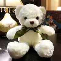 泰迪熊毛绒玩具泰迪熊公仔抱抱熊陪睡熊可爱熊玩具生日礼物圣诞节 白色领结泰迪熊 25厘米