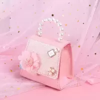 儿童包包女洋气斜跨可爱公主女童包包小女孩生日节日礼物手提包包 浅粉色 粉色花朵款