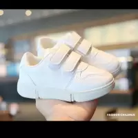 儿童鞋子女2021新款女童鞋子男女童鞋魔术贴小白鞋学生韩版鞋子 白色(单里) 26 / 码内长16cm
