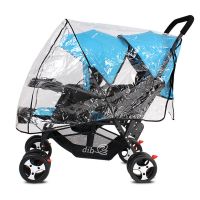 双胞胎婴儿推车雨罩纳米挡风防雨保暖罩双人宝宝推车通用型防雨罩 透明pvc