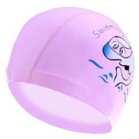 儿童泳帽pu涂层宝宝卡通游泳帽男童女童通用防水护耳泳帽泳镜套装 粉色海豚(pu)