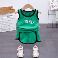 男童夏装套装洋气宝宝短袖短裤两件套儿童夏季衬衫套装韩版潮2020 1979背心绿色 80 建议身高80-87