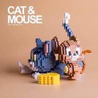 兼容乐高微钻石小颗粒积木汤姆猫和老鼠拼装模型儿童创意摆件玩具 猫和老鼠积木