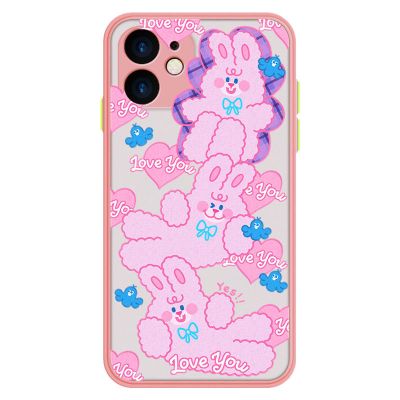 ins可爱兔苹果7手机套iPhone11/12手机壳xsmax/xr女6s/8plus/SE20 BQ1465肤感壳粉色