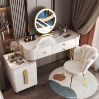 家优梦岩板梳妆台玻璃轻奢高级感卧室现代简约化妆桌小户型收纳柜一体柜