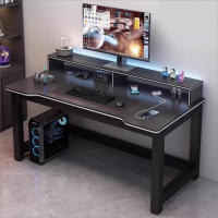 电脑桌台式学生双人书桌家用卧室学习桌办公桌碳纤维简易电竞桌子