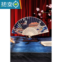 XIANCAI古风扇子折扇中国风男女汉服旗袍拍摄舞蹈夏季随身便携折叠小巧扇 白鹿奔月