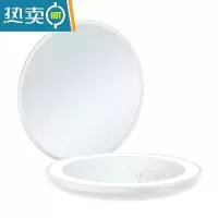 敬平便携随身小镜子led带灯补光USB充电2倍10倍放大折叠双面迷你圆形 白色(2倍放大)送充电线 触摸开关可便携式用镜