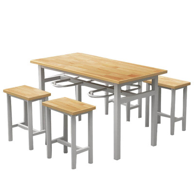 广亿隆条形饭桌食堂餐桌椅组合一桌四凳定制加厚1.4*0.7米