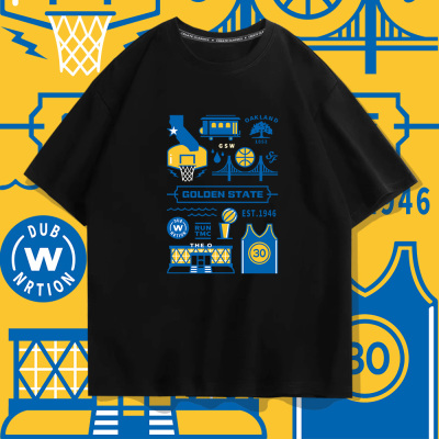 2022年夏季圆领短袖欧美风黄蓝元素潮流宽松半袖篮球休闲T恤