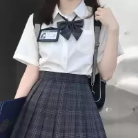 jk制服衬衫女短袖奶白色夏日系少女学生内搭学院风衬衣上衣基础款 短袖奶白色角襟衬衫 XS