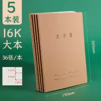 10本玛丽大号生字本16开加厚小学生1-3一年级生字抄写本拼音三线田字格B5铅笔钢笔生字练字本 5本生字本(36张一本)