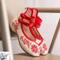中国风学步鞋汉服鞋子女童绣花鞋2020新款演出表演舞蹈鞋儿童布鞋