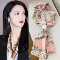 窄款围巾丝巾小长巾_链条黄