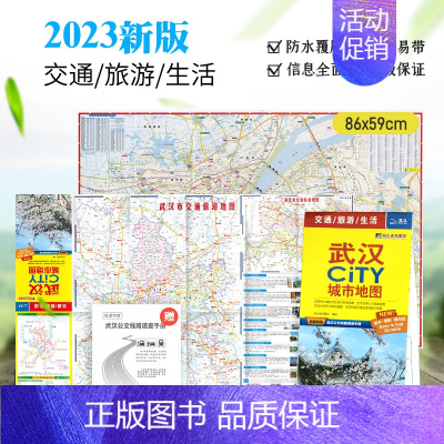 [正版]一张图读懂一座城武汉地图 2023新版武汉CITY 城市地图 覆膜防水 湖北交通旅游图 武汉城区地图公共交通指