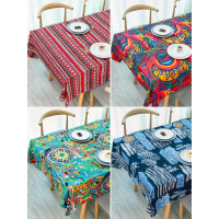 民族风桌布印花棉麻酒吧餐桌布艺复古风波西米亚茶几布长方形台布