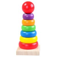 儿童木质玩具幼儿园早教益智动物平衡积木亲子游戏动物叠叠乐玩具 动物世界[彩虹叠叠塔]