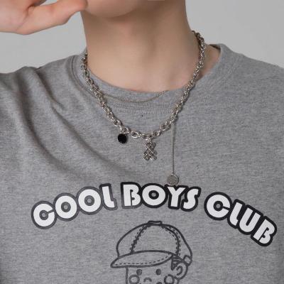 oops studios 钛钢日韩项链男女潮流百搭情侣小熊挂坠简约饰品ins 银色
