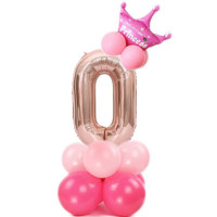 宝宝100百天儿童生日布置周岁装饰引路大号32寸气球 32寸粉色玫瑰金数字立柱0