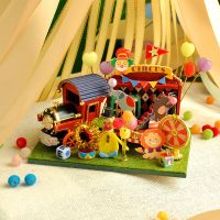 diy小屋小汽车别墅手工制作房子模型拼装玩具创意生日礼物送女友 [经典款]马戏团小火车+胶水