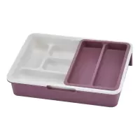 新款抽屉分隔收纳盒餐具分类收纳盒厨房煮面分隔多功能文具收纳盒 收纳盒(酒红)