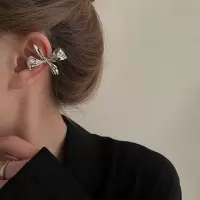 气质时尚金属蝴蝶结耳钉耳环高级感轻奢个性耳骨耳夹2021年新款潮 耳钉一个