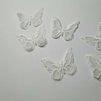 10个装双层蝴蝶刺绣贴布白色透明衣服补丁发夹耳环配件服装辅料 白色 10个