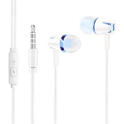 通用耳机适用vivo华为苹果6s小米OPPO带麦K歌入耳式重低音耳机线 带麦可通话[天空蓝]