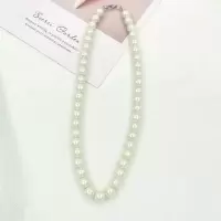 10mm仿珍珠项链 锁骨项链天然仿真珍珠女 送妈妈婆婆旗袍饰品 0086 10mm珍珠色珍珠AN+