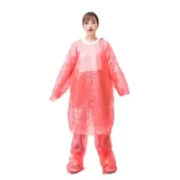 分体雨衣一次性加厚型套装雨衣成人PE一次性雨衣漂流河专用雨衣 包脚红色 1件
