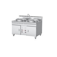 乐创(lecon)商用煮面炉 不锈钢双头燃气方形汤粉炉 LC-J-SKZ45 三种火管可选