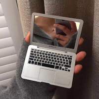 银色 笔记本电脑镜子 创意mac镜子迷你随身镜子苹果笔记本电脑造型便携折叠小化妆镜ins