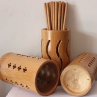 竹木镂空雕刻筷子筒餐厅火锅筷笼竹桶加工筷奶茶餐吧竹桶