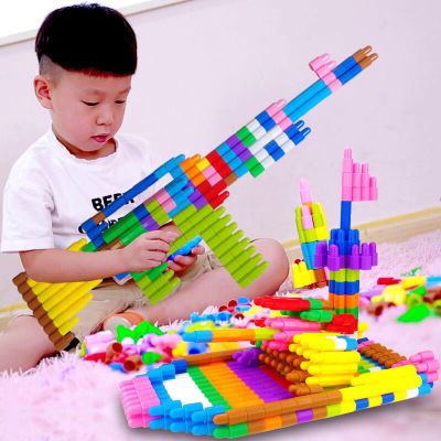 塑料拼插火箭大号子弹头积木玩具3-6岁幼儿儿童小男孩子拼装