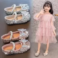 女童皮鞋儿童单鞋2021款春季新款儿童鞋韩版女童公主水钻方头皮鞋