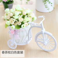 仿真花车 + 仿真花束仿真花车套装饰仿真花车套装 家居饰品摆件塑|春款QQ玫白色+花车