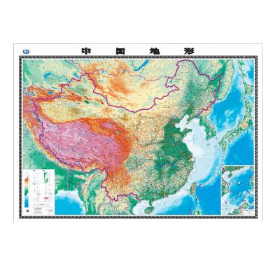 2021世界地形图中国地形图 1.1米x0.8米地形地势教学高原盆地