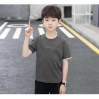 童装男童短袖套装2021新款夏季儿童休闲装中大童POLO衫两件套韩版 石板灰 单上衣 120