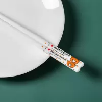 亲子餐具卡通陶瓷筷子儿童筷子家用健康防霉骨瓷筷子卡通儿童餐具 儿童陶瓷筷(小熊仔)