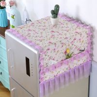 欧式布艺单开门双开门冰箱防尘罩子微波炉罩 对开门冰箱罩巾盖布 蔷薇-紫 微波炉罩